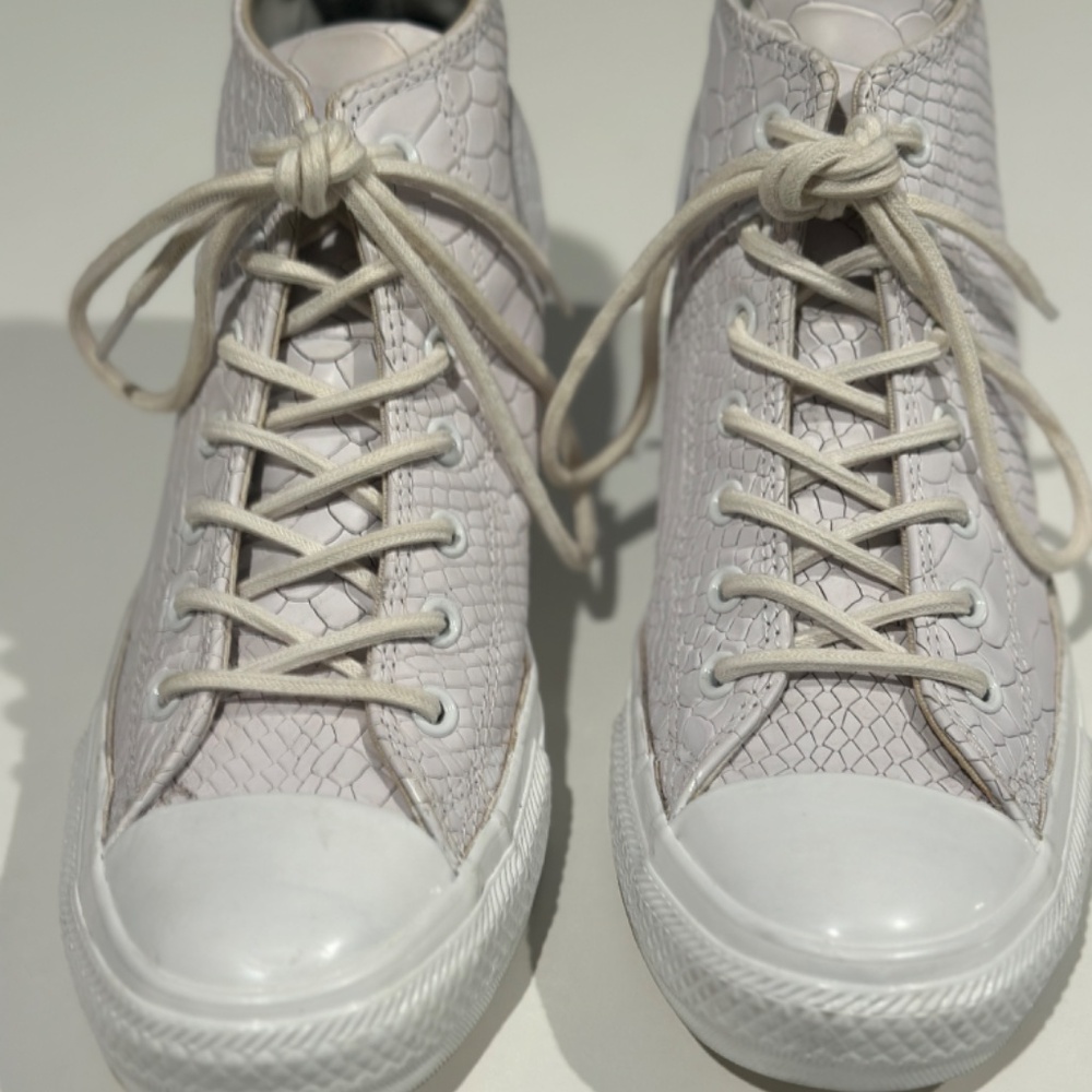 Converse Chuck Taylor Lux Mid Hidden Wedge White Python Leather Women's 8 - Picture 6 of 11
